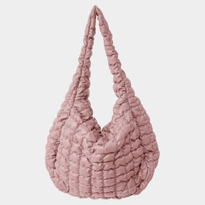 Oversized Quilted Vegan Puffer Tote Pink