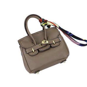 Mini Purse Bag Charm in Taupe