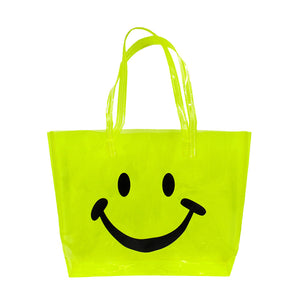 Smile Transparent Tote in Neon Yellow