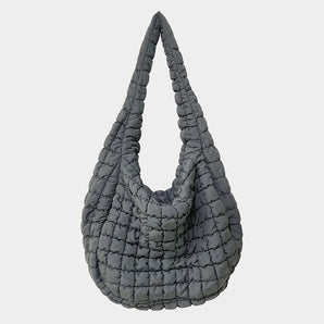 Oversized Quilted Puffer Bag in Dark Grey