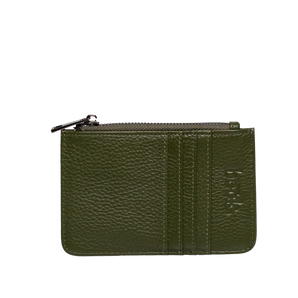 Leather Card / Coin Wallet in Plant Green