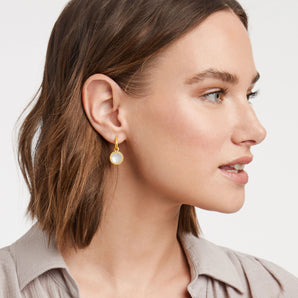 Fleur-de-Lis Hoop & Charm Earring in Champagne