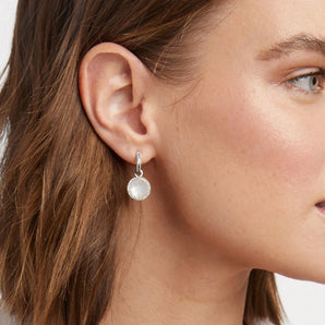 Fleur-de-Lis Hoop & Charm Earring in Clear Crystal