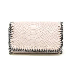 Leather Snake Crossbody - Nude