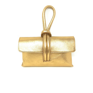 Leather Wristlet in Gold