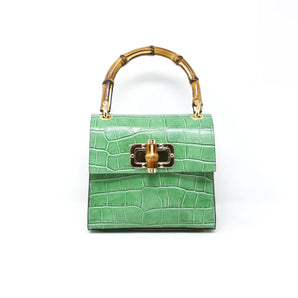 Bamboo Handle Bag in Kelly Green