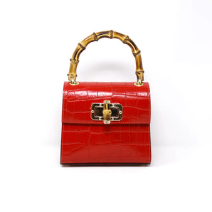 Bamboo Handle Bag in Red
