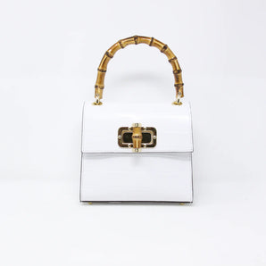 Bamboo Handle Bag - White