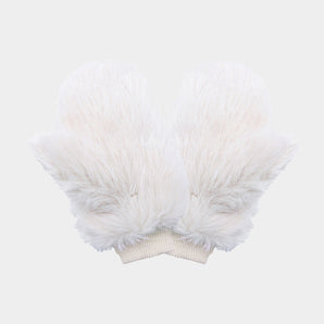 Faux Fur Mitten in White