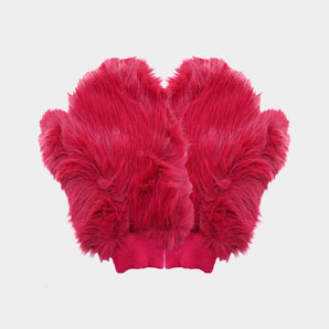 Faux Fur Mitten in Fuchsia