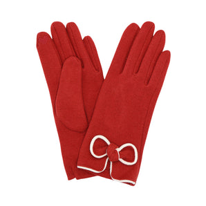 Bow Smart Gloves in Burgundy