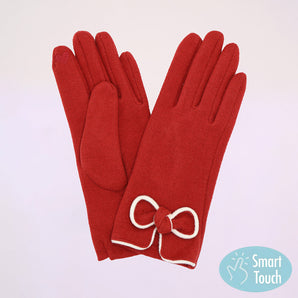 Bow Smart Gloves in Burgundy