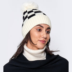 Checkerboard Hat in Ivory