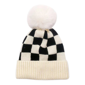 Checkerboard Hat in Ivory