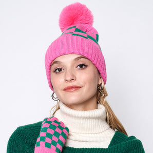 Checkerboard Hat in Pink