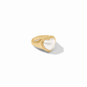 Heart Signet Ring in Pearl