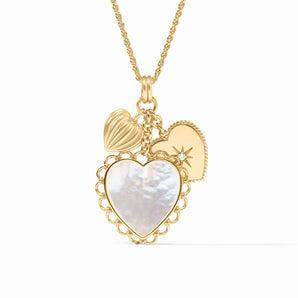 Heart Trio Charm Pendant in Mother of Pearl