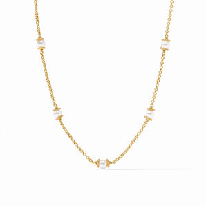 Hydra Delicate Station Necklace in Pearl