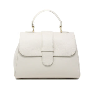 Top Handle Leather Bag in Camel/Beige