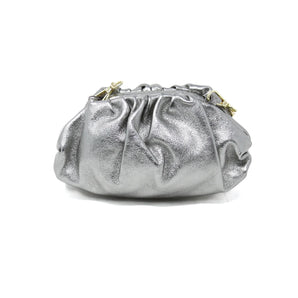 Leather Clutch/Crossbody Bag in Pewter