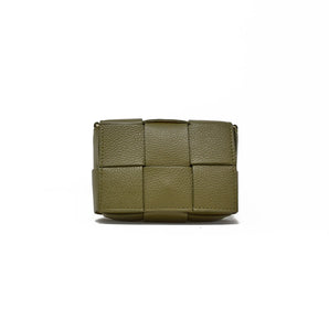 Leather Woven Bag in Olive