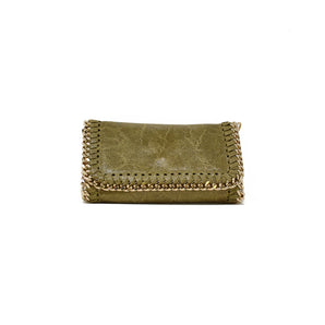 Leather Chain Crossbody - Olive/Gold