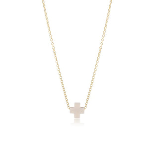 16" Cross Necklace in Off White