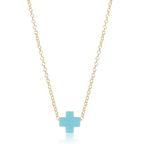 16" Cross Necklace in Turquoise