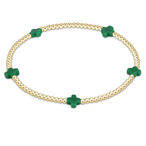 2mm Cross Bracelet in Emerald