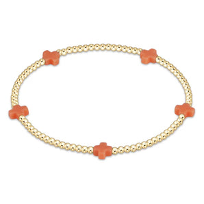 2mm Cross Bracelet in Coral