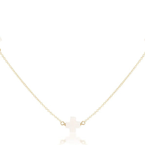 17" Choker Simplicity Cross Off White
