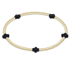 2mm Cross Bracelet in Charcoal