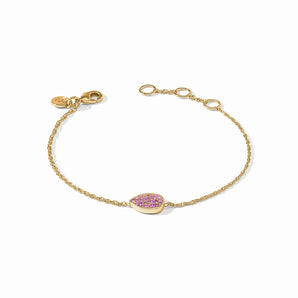 Pave Teardrop Delicate Bracelet in Pink Tourmaline