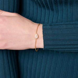 Pave Teardrop Delicate Bracelet in Pink Tourmaline