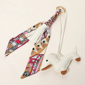 Dog Tassel Scarf Bag Charm