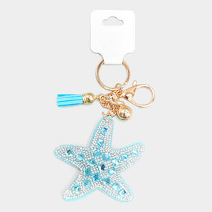 Bling Starfish Keychain in Mint