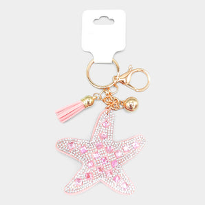 Starfish Bling Keychain in Pink