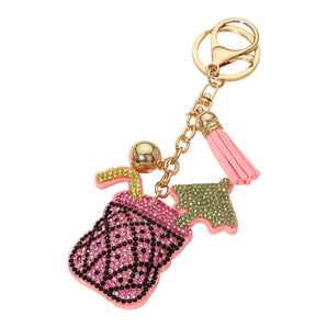 Bling Tropical Drink Keychain