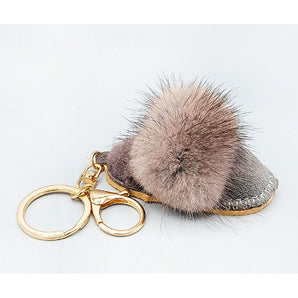 Fur Shoe Bag Charm in Grey