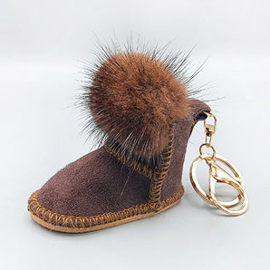 Fur Shoe Bag Charm in Brown