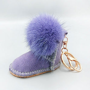 Fur Shoe Bag Charm in Lavender
