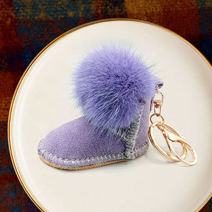 Fur Shoe Bag Charm in Lavender