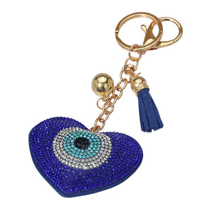 Bling Heart Evil Eye Keychain