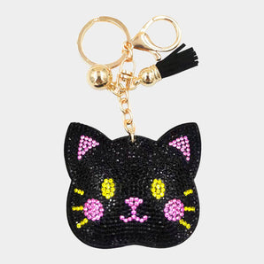 Bling Cat Keychain in Black