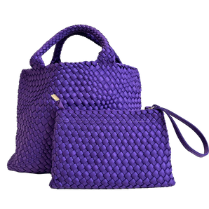 Lily Woven Neoprene Tote in Eggplant