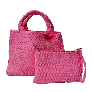 Lily Woven Neoprene Tote in Light Pink