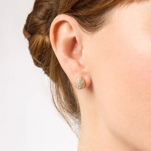 Pave Teardrop Stud in Pink Tourmaline