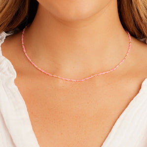 Poppy Gem Necklace in Rose Quartz