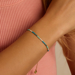 Gigi Stripe Adjustable Bracelet in Laguna