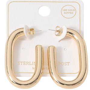 18K Gold Dipped Oval Hoop Earring